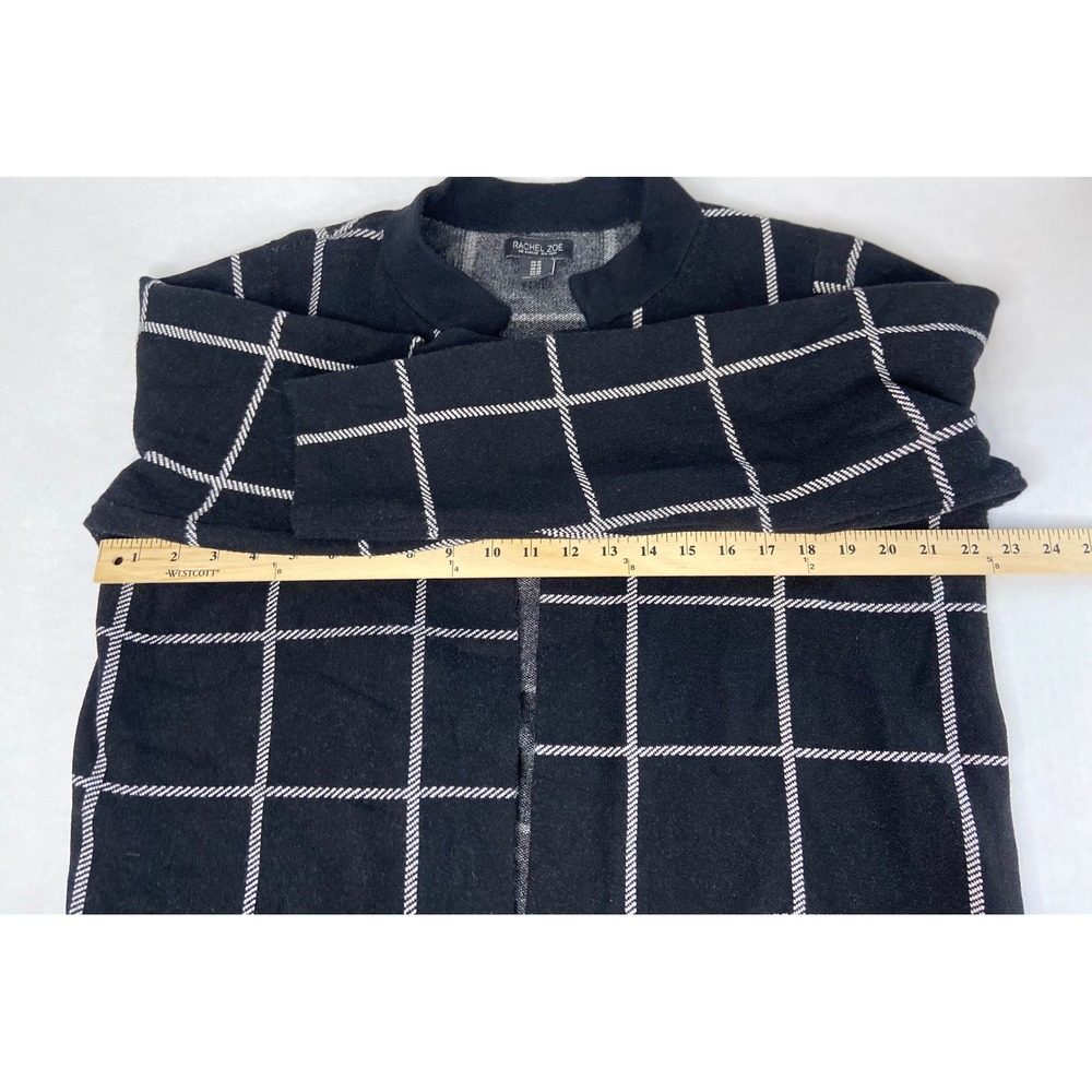 Rachel Zoe Black White Windowpane Plaid Open Front Cardigan Sweater Plus Size 1X - Picture 8 of 12